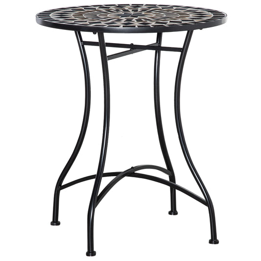 Photo of Outsunny Φ60cm Mosaic Outdoor Patio Table - Black in Black colour on a white background