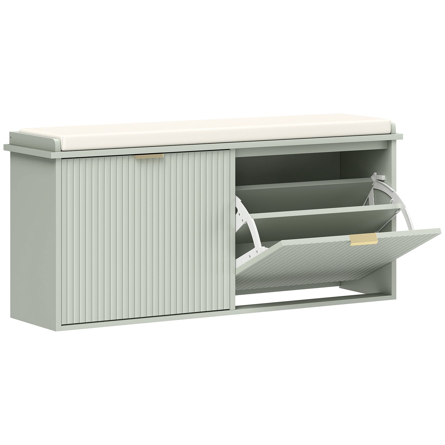 Photo of HOMCOM Elegant Ten Shoe Bench, with Top Seat - Green in Green colour on a white background