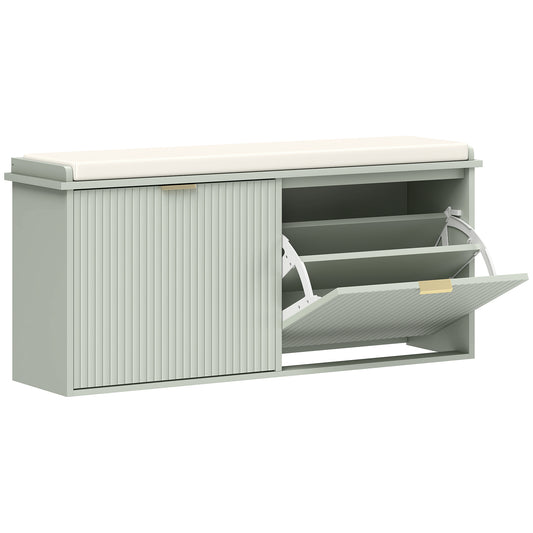 Photo of HOMCOM Elegant Ten Shoe Bench, with Top Seat - Green in Green colour on a white background