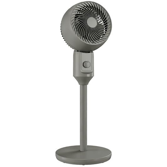 Photo of HOMCOM Air Circulator Fan Pedestal Cooling Fan with 3 Speed and Carry Handle, 9 Inch, Grey in Grey colour on a white background