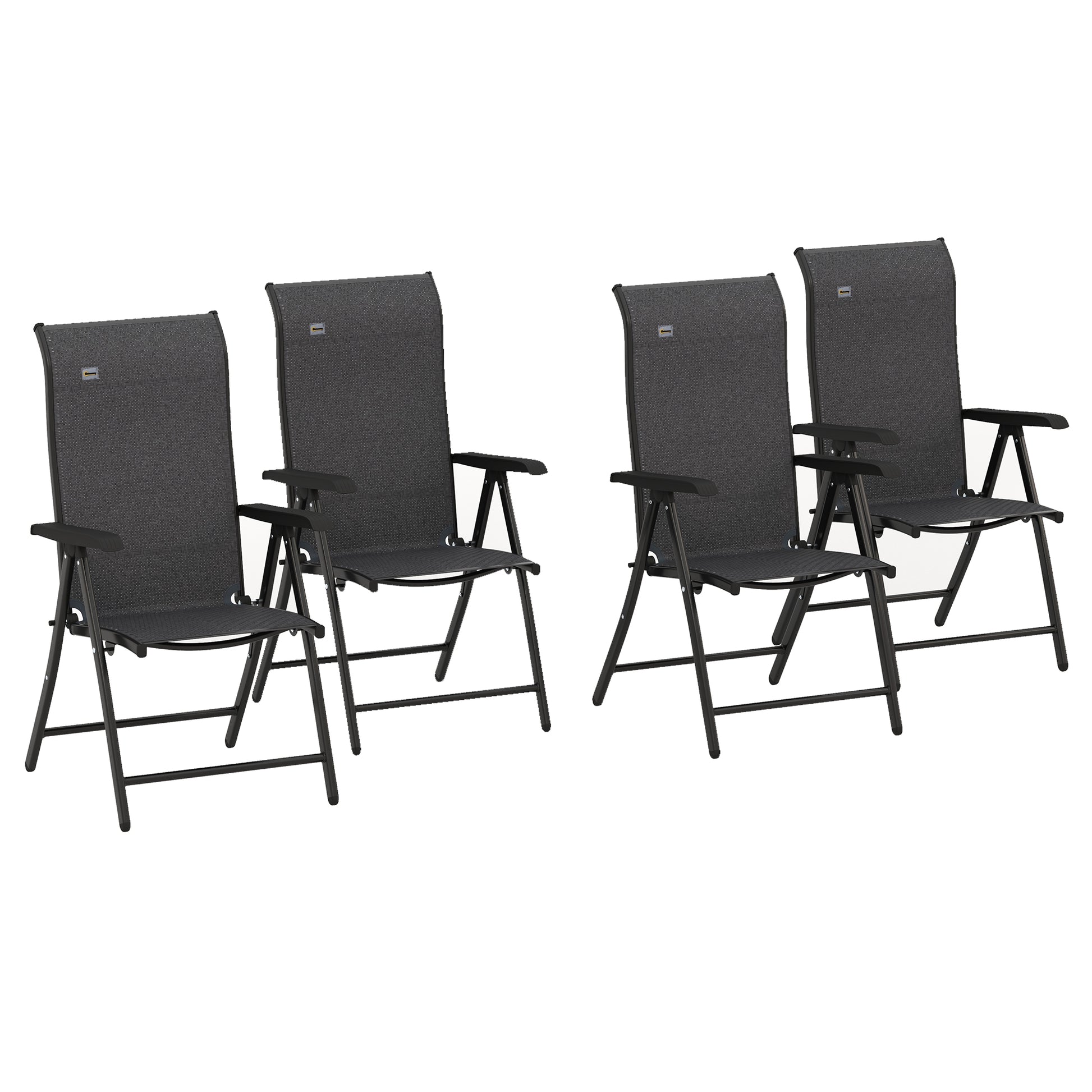 Photo of Outsunny Set of Four Folding Garden Chairs, with Seven-Position Adjustable Backs, Grey in Grey colour on a white background