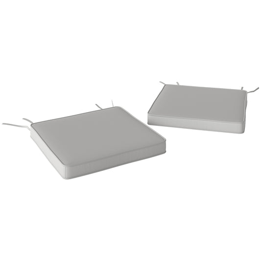 Photo of Outsunny Set of Two 45 x 45cm Garden Seat Cushions - Light Grey in Grey colour on a white background