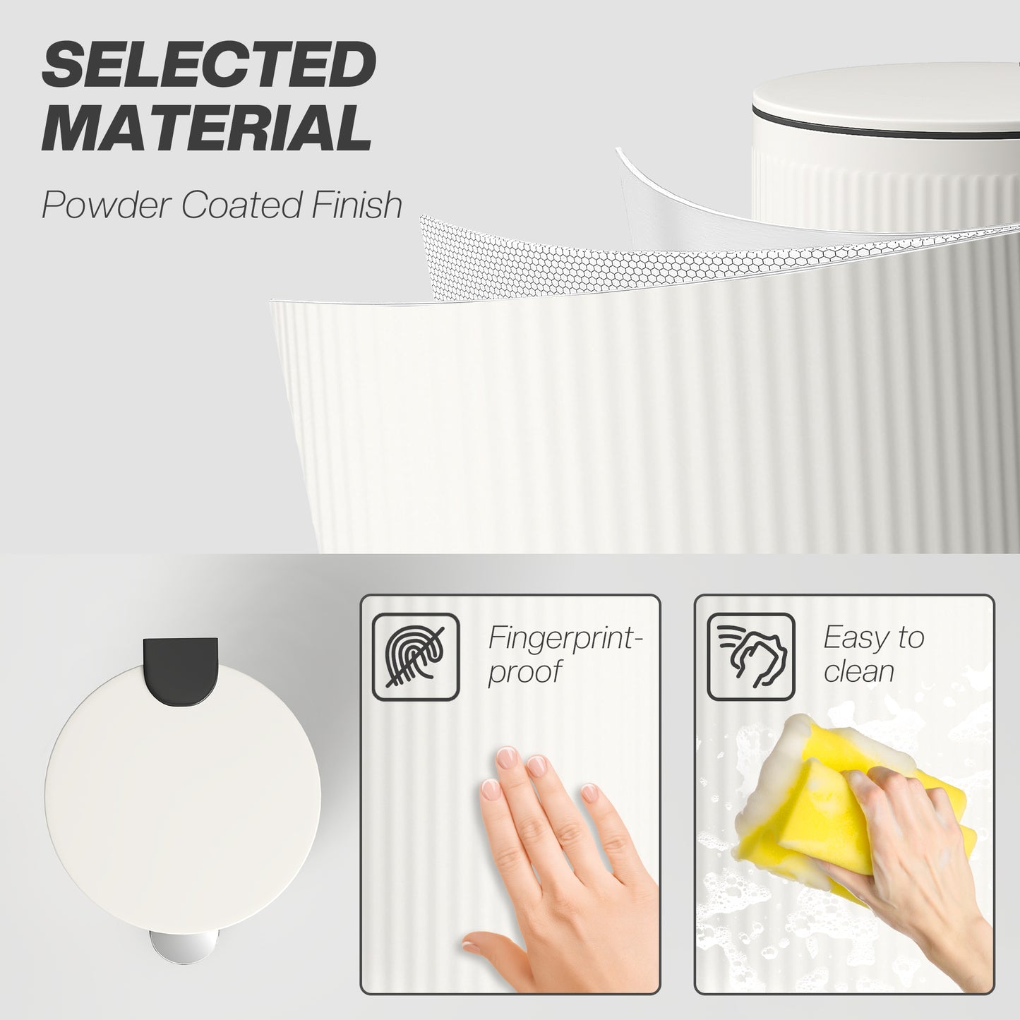 HOMCOM Kitchen Bin, 30 Litre Pedal Rubbish Bin with Removable Bucket, Cream