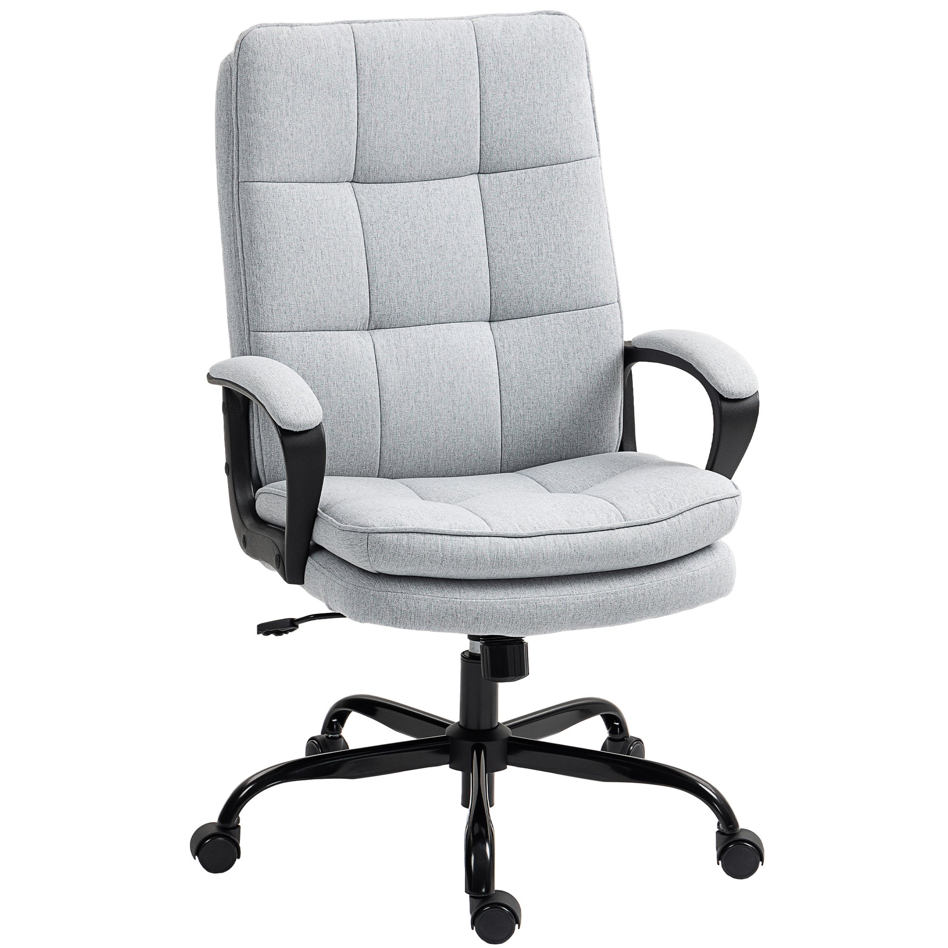 Photo of HOMCOM Double Padded Linen-Look Office Chair - Light Grey in Grey colour on a white background