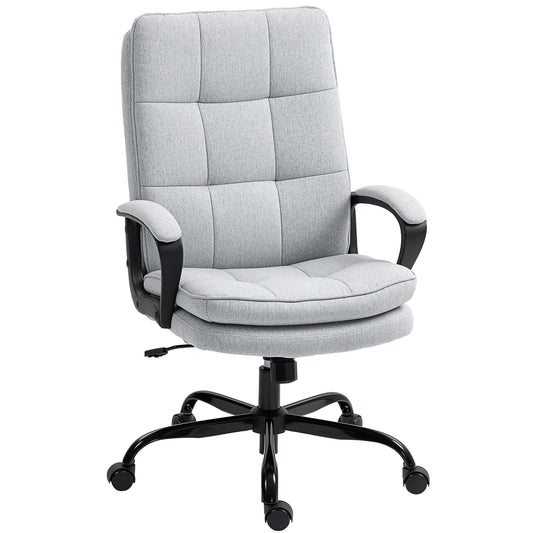 Photo of HOMCOM Double Padded Linen-Look Office Chair - Light Grey in Grey colour on a white background