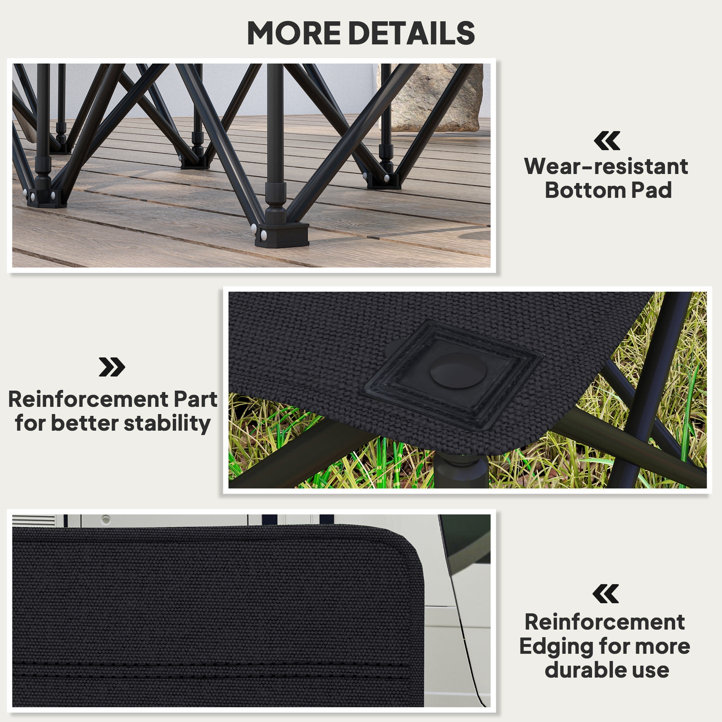 Outsunny 6 Seater Folding Camping Chair with Cup Holder & Carry Bag - Black