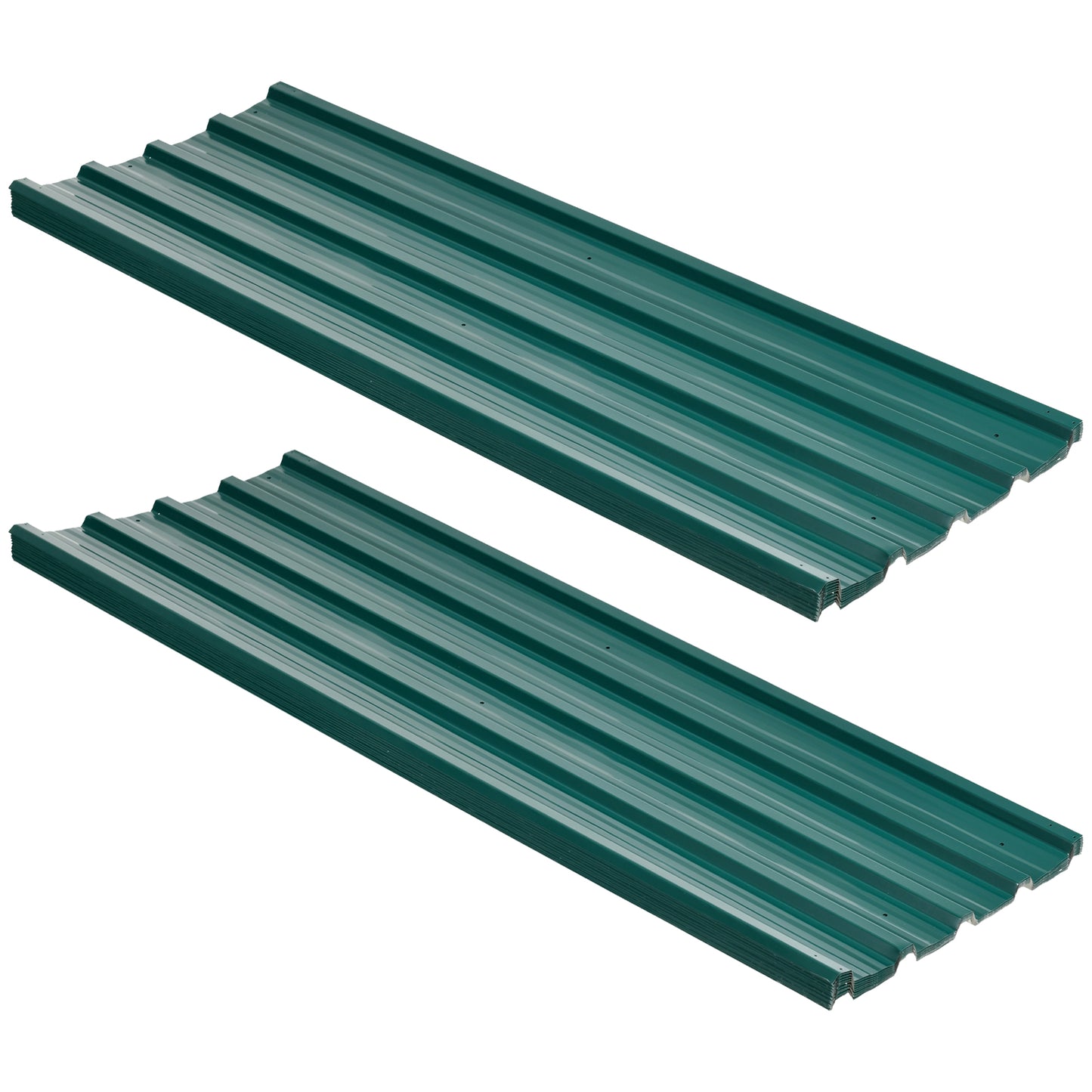 Photo of Outsunny Corrugated Roofing Sheets, Pack of 24, Galvanised Metal Roofing Sheets for Greenhouse, Garage, Storage Shed, Carport, 129 x 45cm, Green in Green colour on a white background
