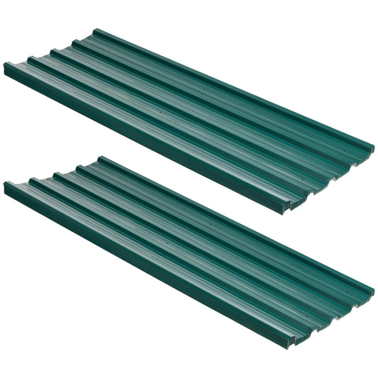 Photo of Outsunny Corrugated Roofing Sheets, Pack of 24, Galvanised Metal Roofing Sheets for Greenhouse, Garage, Storage Shed, Carport, 129 x 45cm, Green in Green colour on a white background