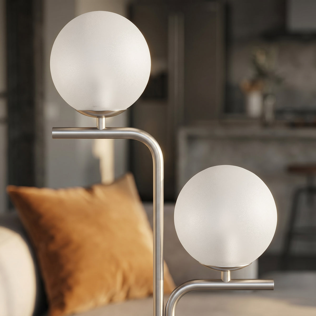 HOMCOM LED Floor Lamp, Modern Standing Lamp with 3 Colour Temperatures, Globe Glass Shades and Foot Switch, Silver Tone