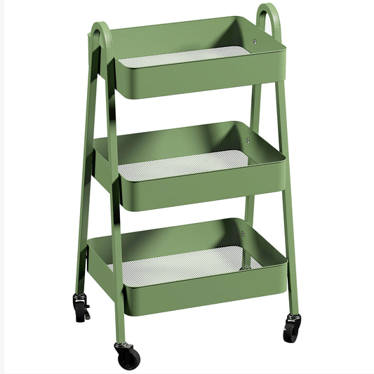 Photo of HOMCOM Three-Tier Storage Trolley - Green in Green colour on a white background