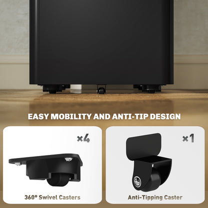 Vinsetto black filing cabinet with swivel casters and an anti-tipping caster