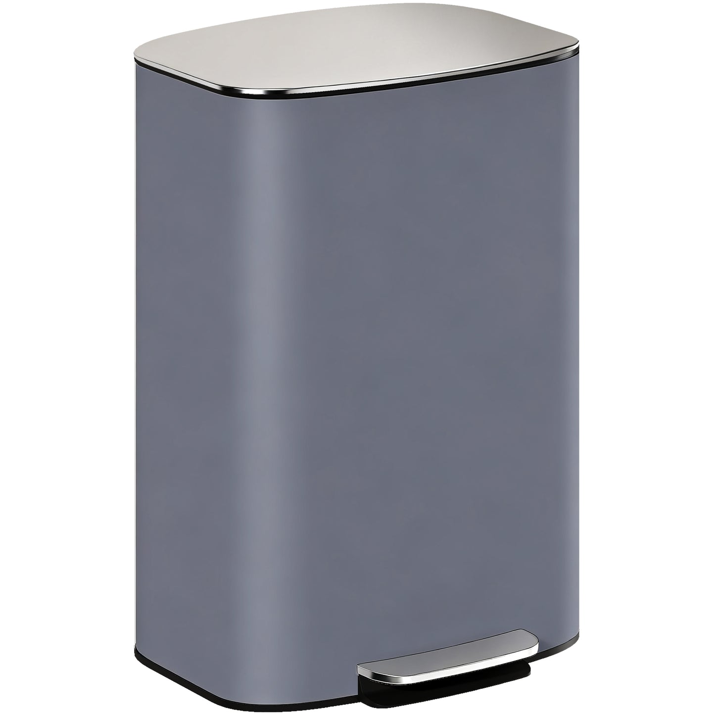 Photo of HOMCOM 50L Kitchen Bin with Soft-Close Lid and Stay-Open Function, Stainless Steel Pedal Bin with Removable Inner Bucket, Carry Handle for Kitchen, Office, Home, Grey in Grey colour on a white background