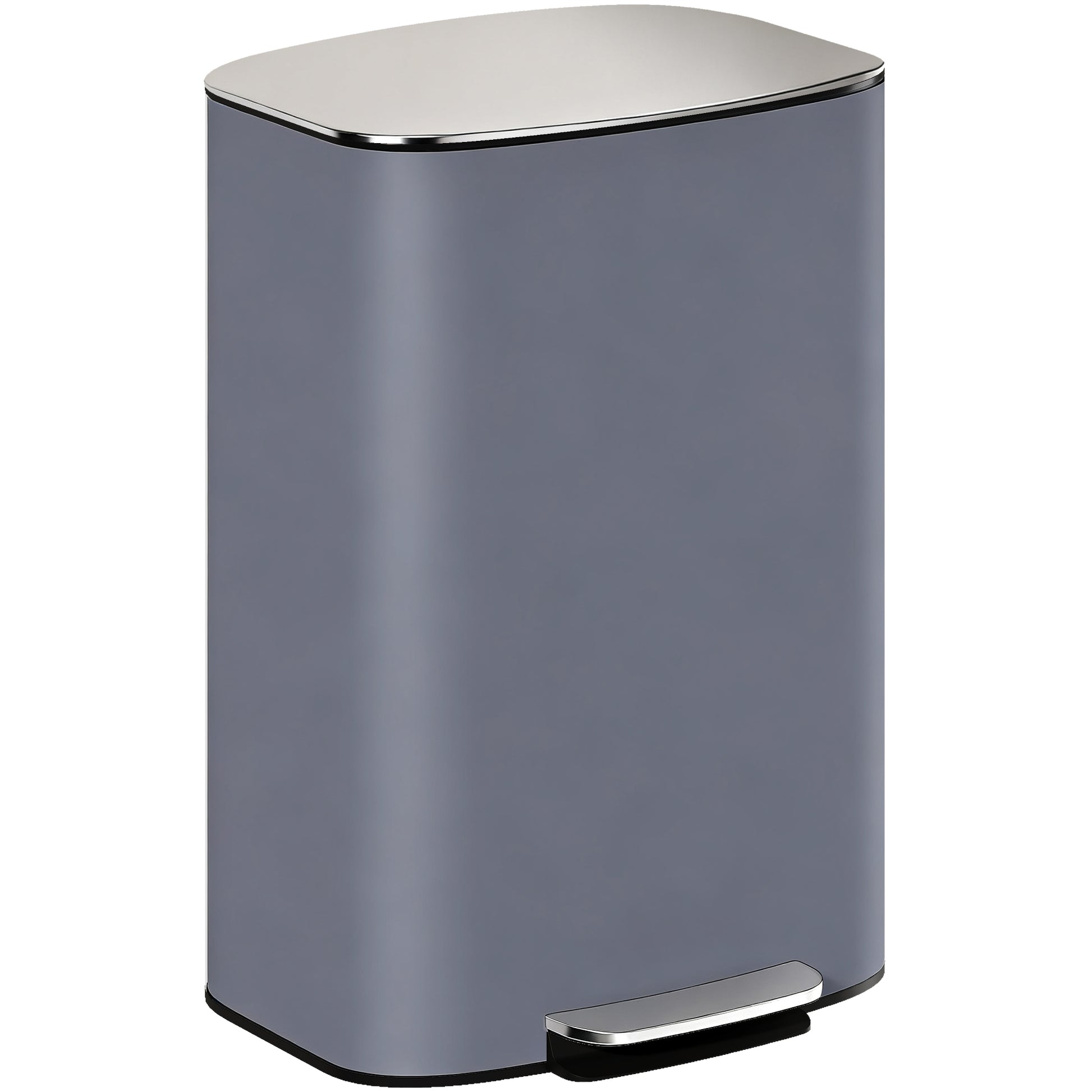 Photo of HOMCOM 50L Kitchen Bin with Soft-Close Lid and Stay-Open Function, Stainless Steel Pedal Bin with Removable Inner Bucket, Carry Handle for Kitchen, Office, Home, Grey in Grey colour on a white background