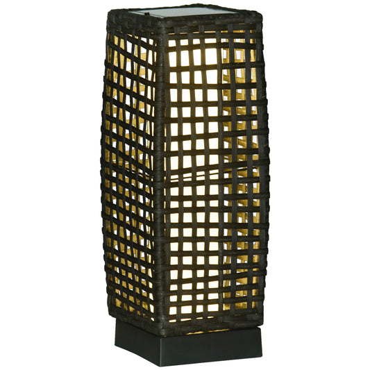 Photo of Outsunny Outdoor Rattan Solar Lantern, Brushed PE Wicker Patio Garden Lantern wtih Auto On/Off Solar Powered LED Lights for Indoor & Outdoor Use, Porch, Yard, Lawn, Courtyard, Grey in Grey colour on a white background