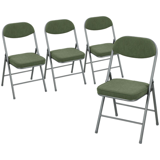 Photo of HOMCOM Set of Four Folding Corduroy Seat Chairs - Green in Green colour on a white background