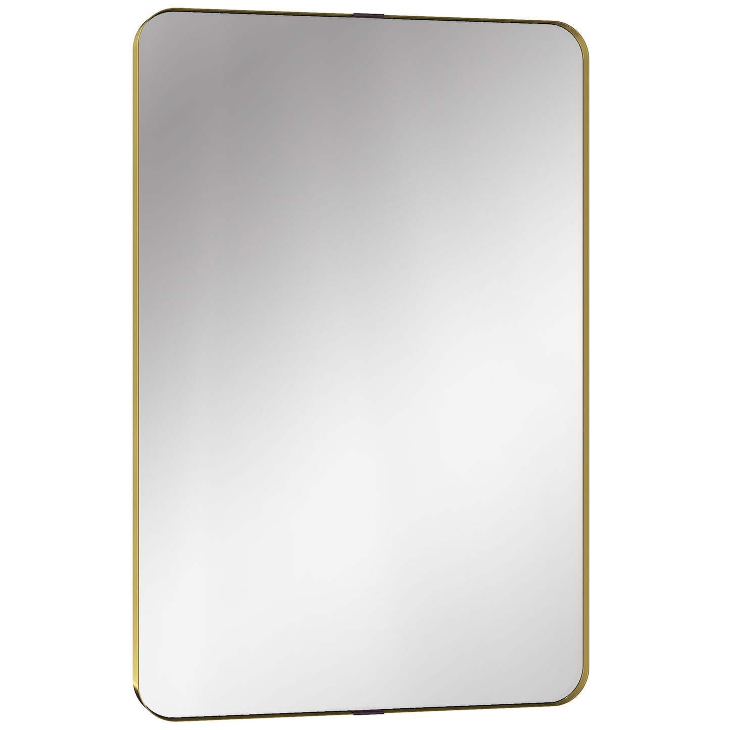 Photo of HOMCOM Rectangular Wall Mirror, 90 x 60 cm Wall Mounted Bathroom Mirror w/ Aluminium Alloy Frame and Tempered Glass, Gold Tone in Tone colour on a white background