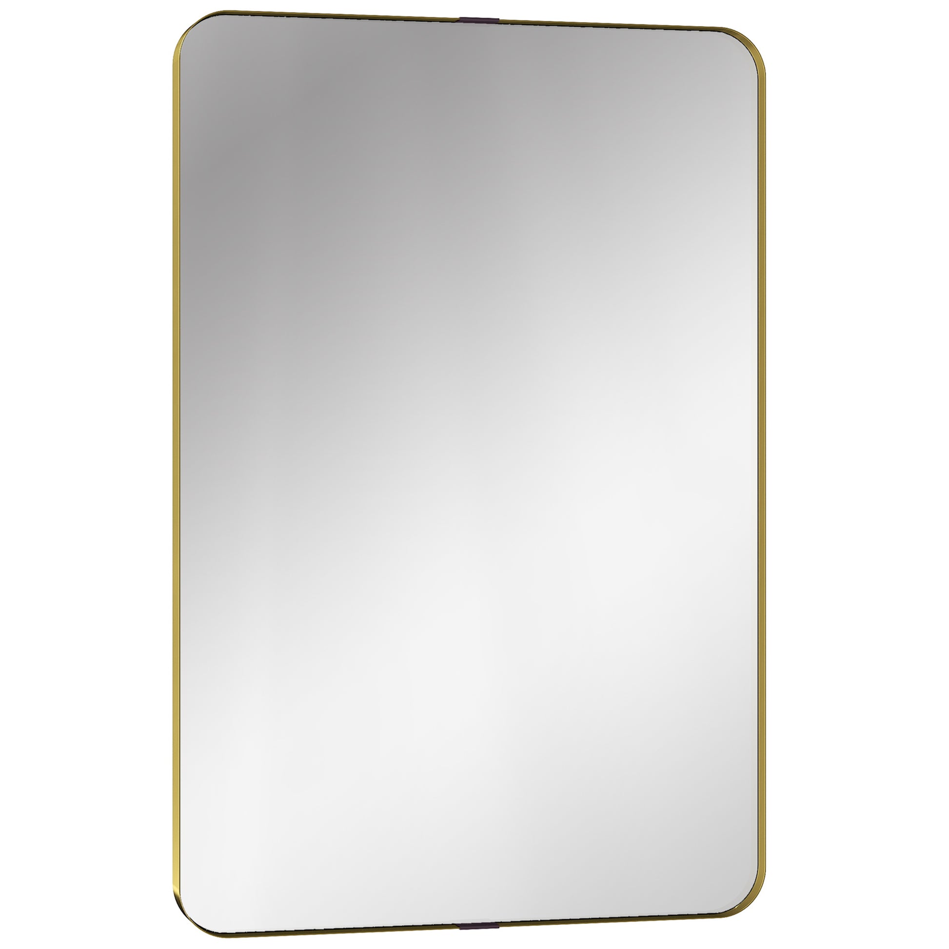Photo of HOMCOM Rectangular Wall Mirror, 90 x 60 cm Wall Mounted Bathroom Mirror w/ Aluminium Alloy Frame and Tempered Glass, Gold Tone in Tone colour on a white background