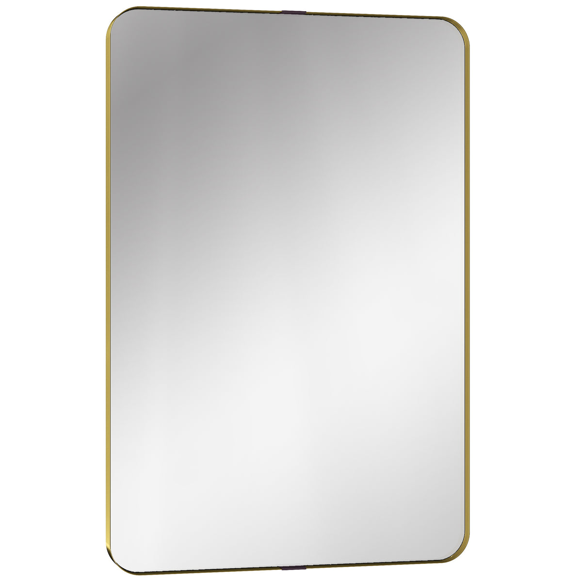 Photo of HOMCOM Rectangular Wall Mirror, 90 x 60 cm Wall Mounted Bathroom Mirror w/ Aluminium Alloy Frame and Tempered Glass, Gold Tone in Tone colour on a white background