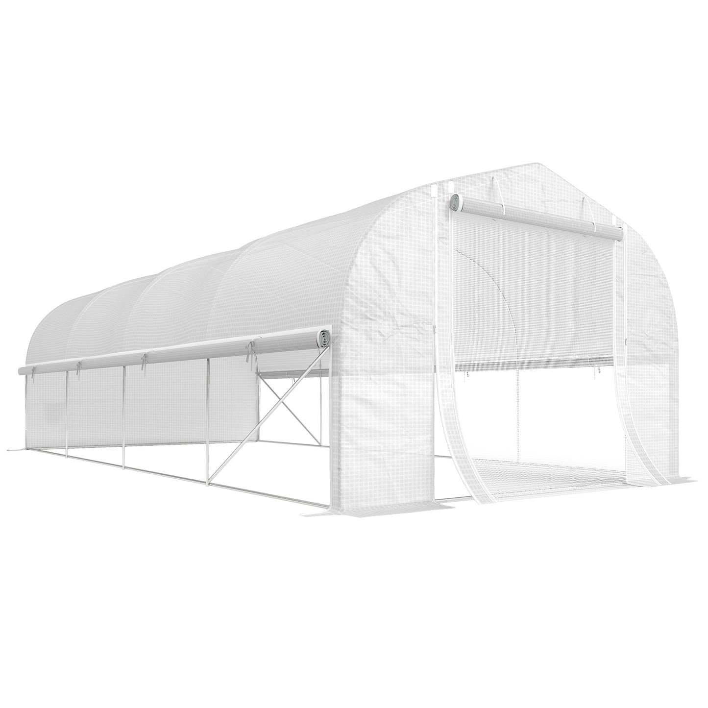 Photo of Outsunny 19.5 x 9.8ft Tunnel Greenhouse, with Accessories - White in White colour on a white background