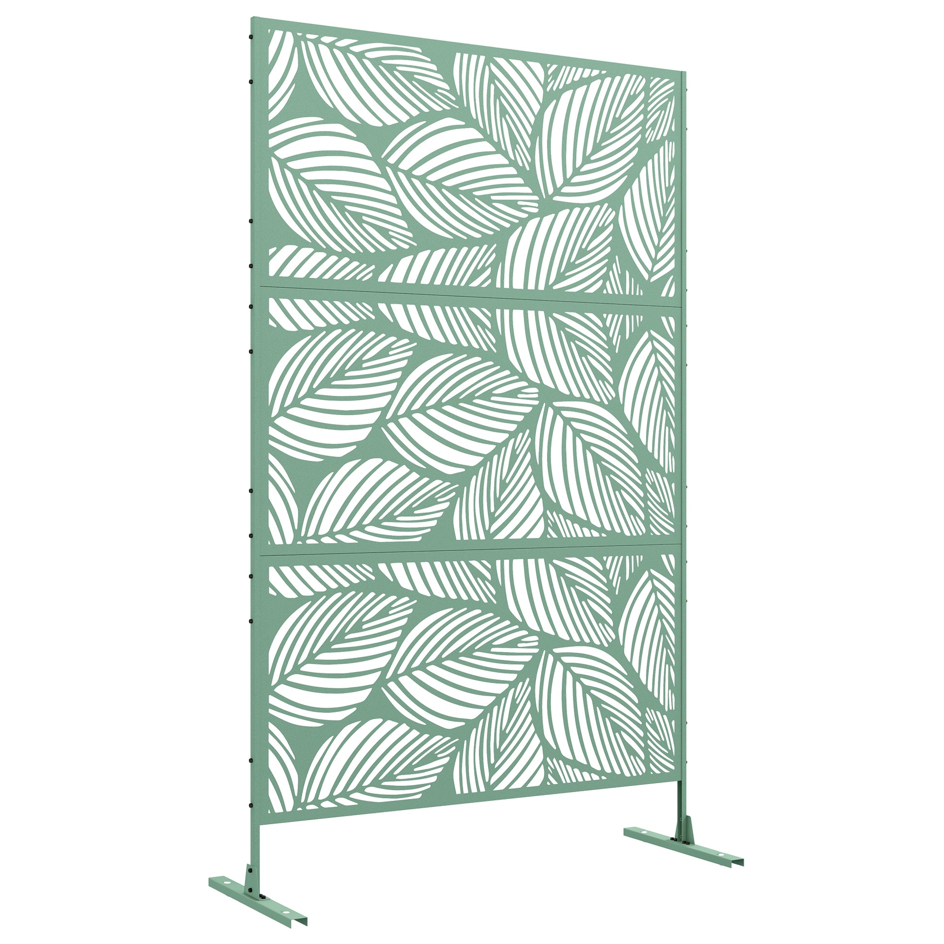 Photo of Outsunny Metal Decorative Privacy Screen Outdoor Divider, Green Leaf in Leaf colour on a white background