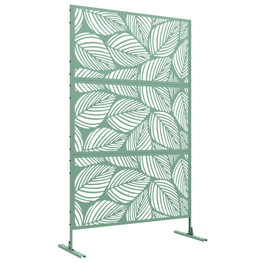 Photo of Outsunny Metal Decorative Privacy Screen Outdoor Divider, Green Leaf in Leaf colour on a white background