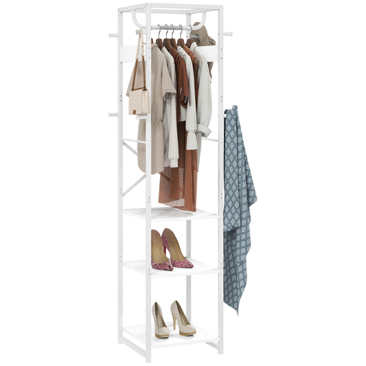 Photo of HOMCOM Multi-Storage Clothes Rack - White in White colour on a white background
