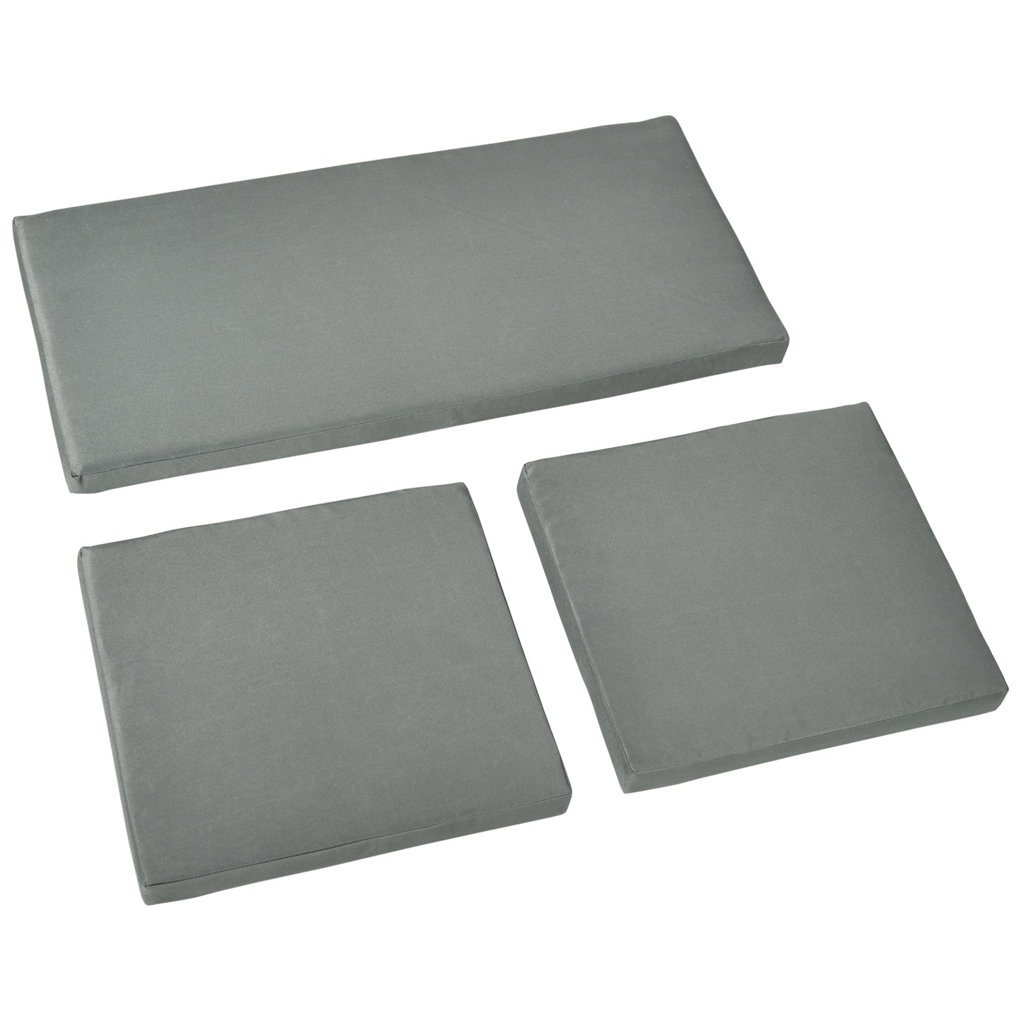 Photo of Outsunny Outdoor Seat Cushion Pads for Rattan Furniture, 3 PCs Garden Furniture Cushions, Dark Grey in Grey colour on a white background