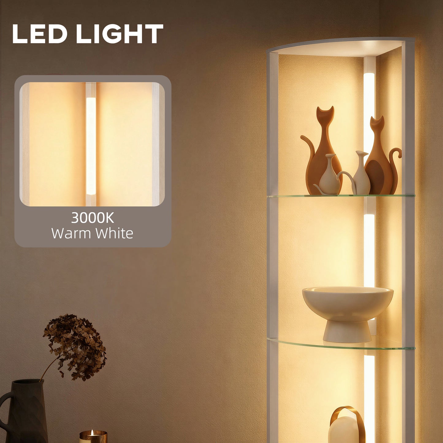HOMCOM LED Floor Lamp with Shelves, Dimmable Standing Lamp with Foot Switch for Living Room, Bedroom, Grey