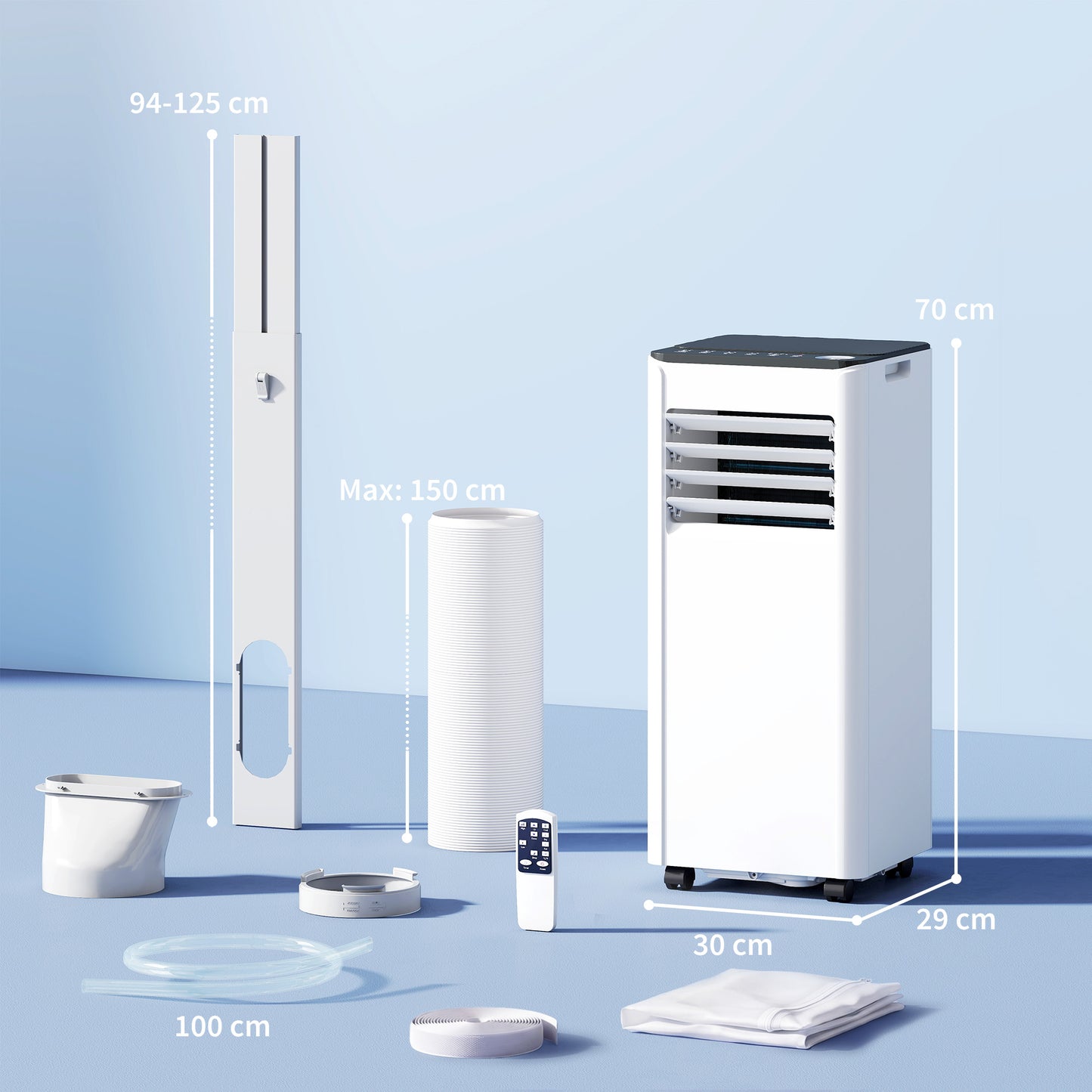 HOMCOM Portable Air Conditioner 7000 BTU, 4-in-1 AC Unit with Cool, Dehumidifier, Fan, Sleep Mode, WiFi Voice Remote Control