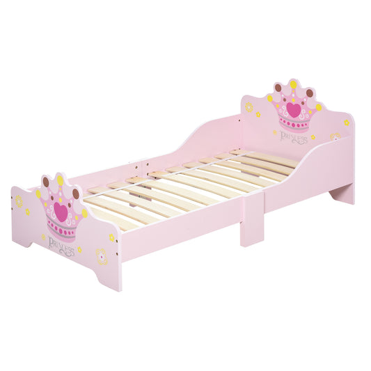 Photo of HOMCOM Kids Toddler Bed Princess Crown Theme Safety Side Rails Slats Home Bedroom Furniture Boys Girls 3-6 Years Pink 143 x 73 x 60 cm in cm colour on a white background