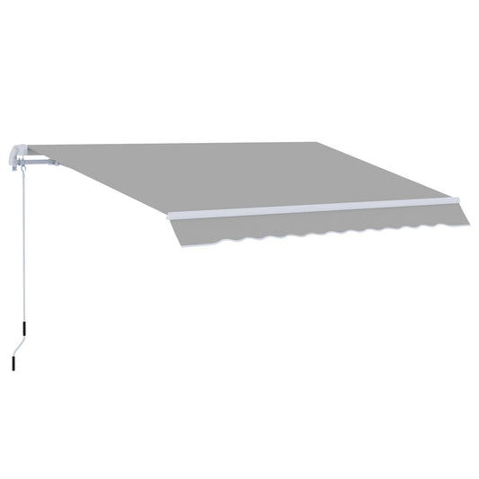 Photo of Outsunny Awning Canopy Manual Retractable Porch Sun Shade Shelter 3 x 2m Light Grey in Grey colour on a white background