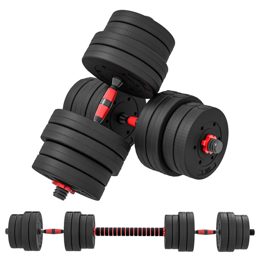 Photo of HOMCOM 30kg 2 IN 1 Adjustable Dumbbells Weight Set, Dumbbell Hand Weight Barbell for Body Fitness, Lifting Training for Home, Office, Gym, Black in Black colour on a white background