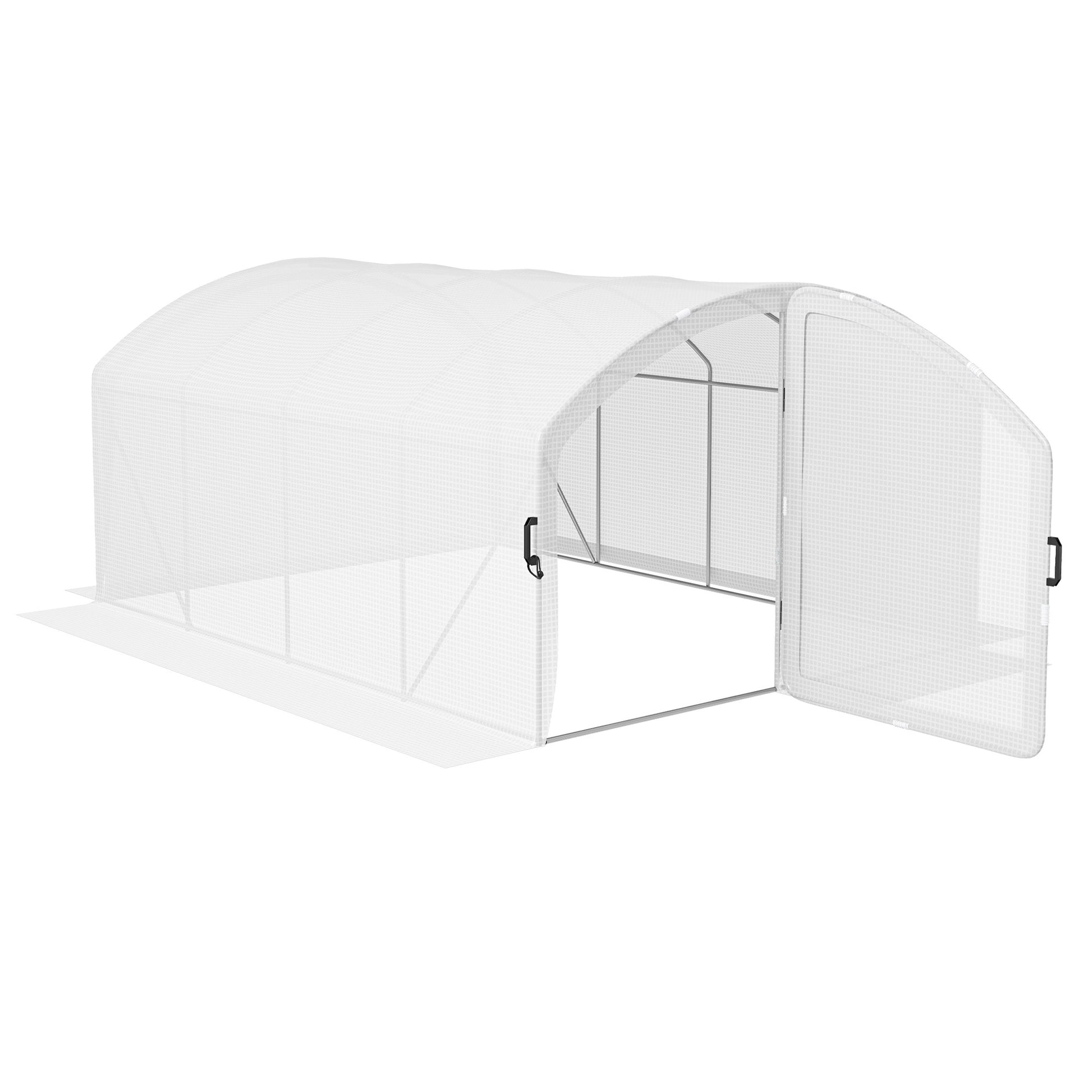 Photo of Outsunny Polytunnel Greenhouse Walk-in Grow House with UV-resistant PE Cover, Door, Galvanised Steel Frame, 4 x 3 x 2m, White in White colour on a white background