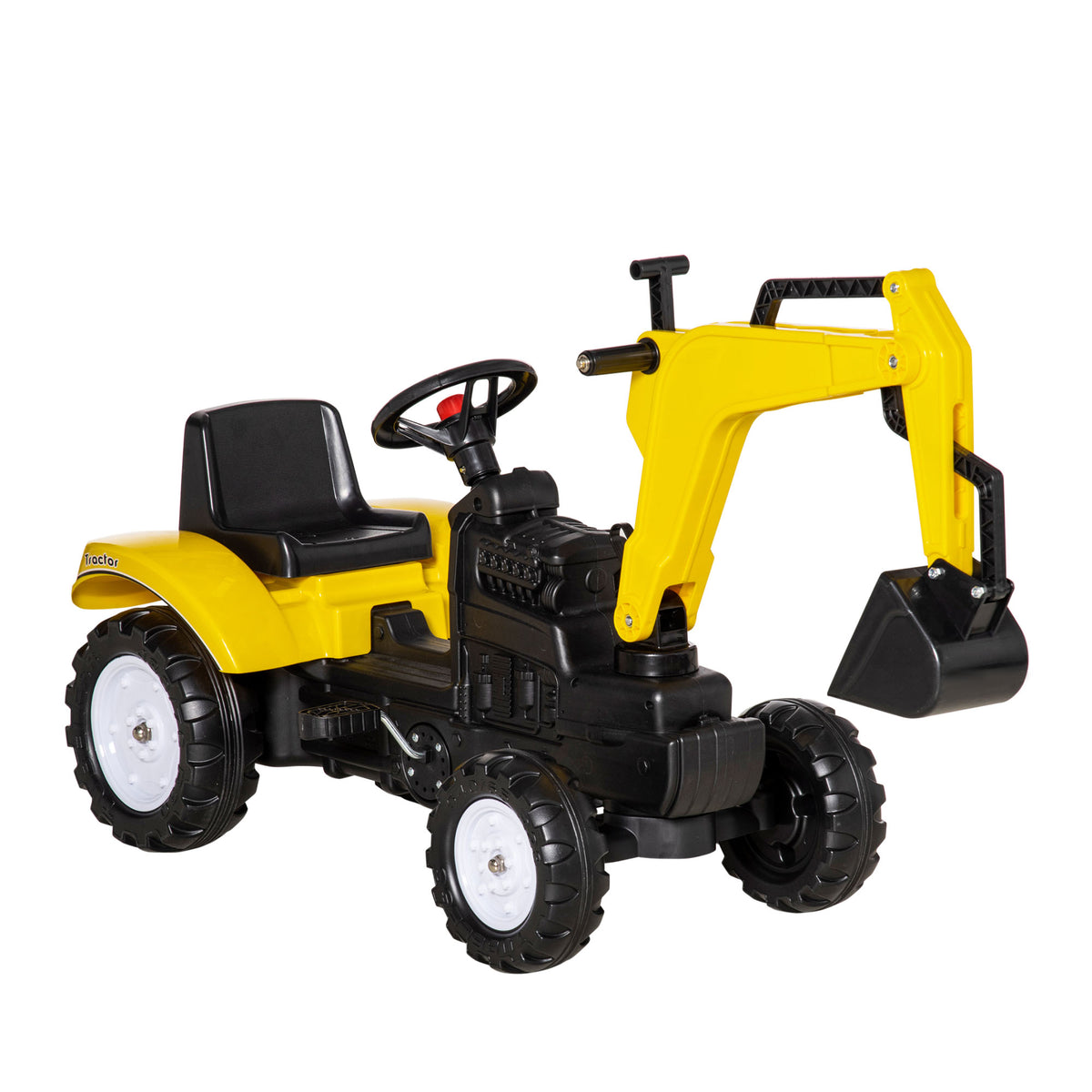 Photo of HOMCOM Kids Ride on Digger Pedal Go Kart Pretend Play Construction No Power Truck with Horn for 3 - 6 Years, Yellow in Yellow colour on a white background