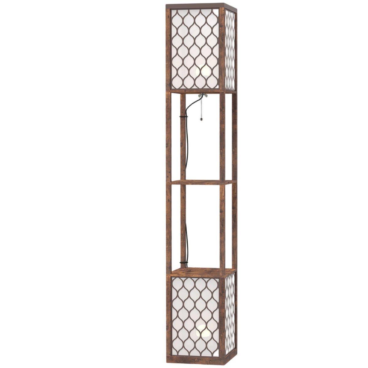 Photo of HOMCOM Duo Light Floor Shelves - Rustic Brown in Brown colour on a white background