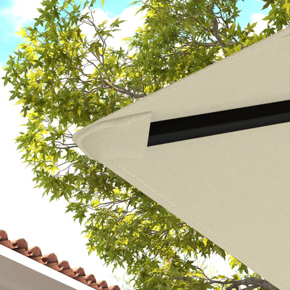 Close-up of the cream canopy edge and its fastening strap.