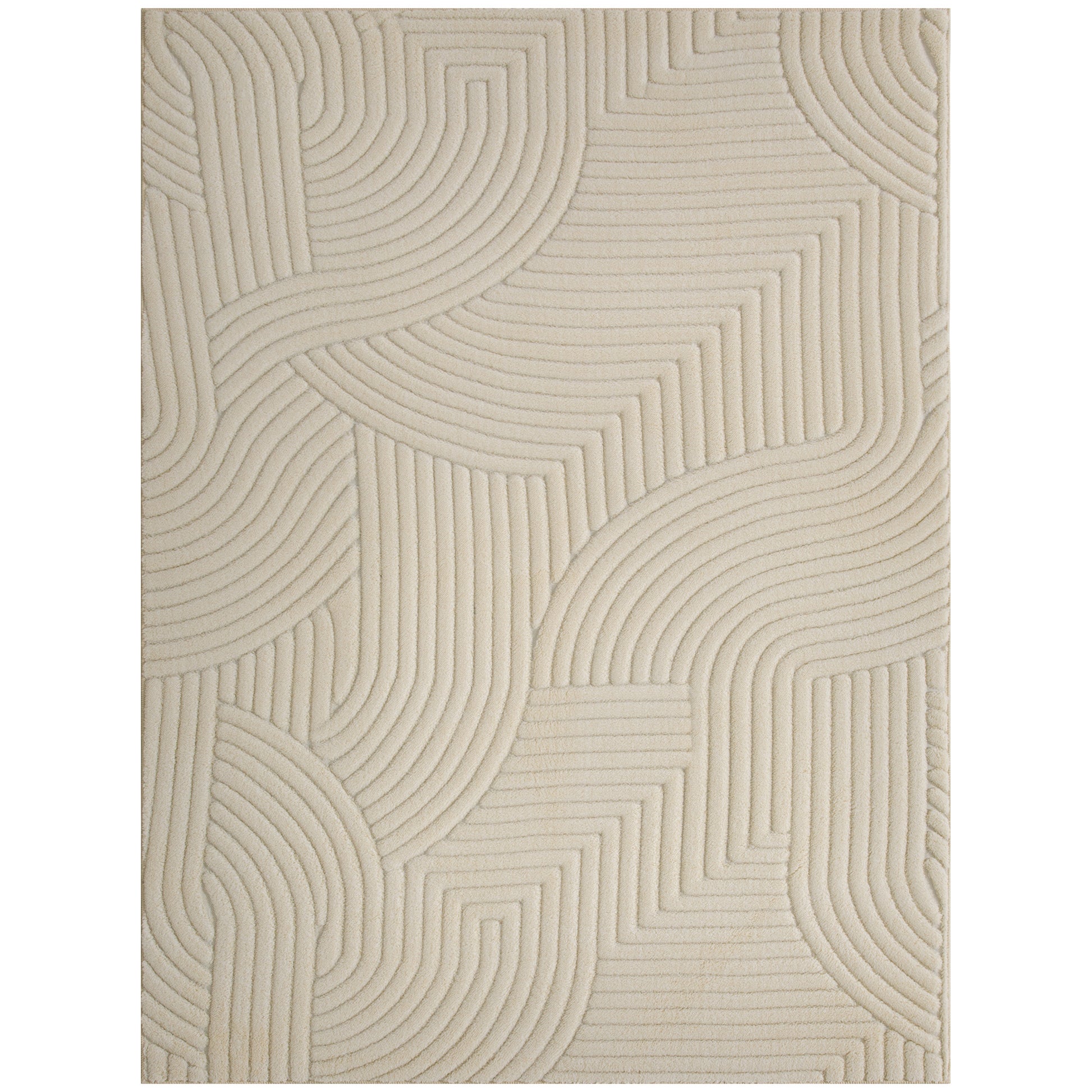 Photo of HOMCOM Modern Geometric Rug, Thick Plush, Non-Slip, 160 x 120 cm – Cream, Living Room/Bedroom/Office in Room/Bedroom/Office colour on a white background