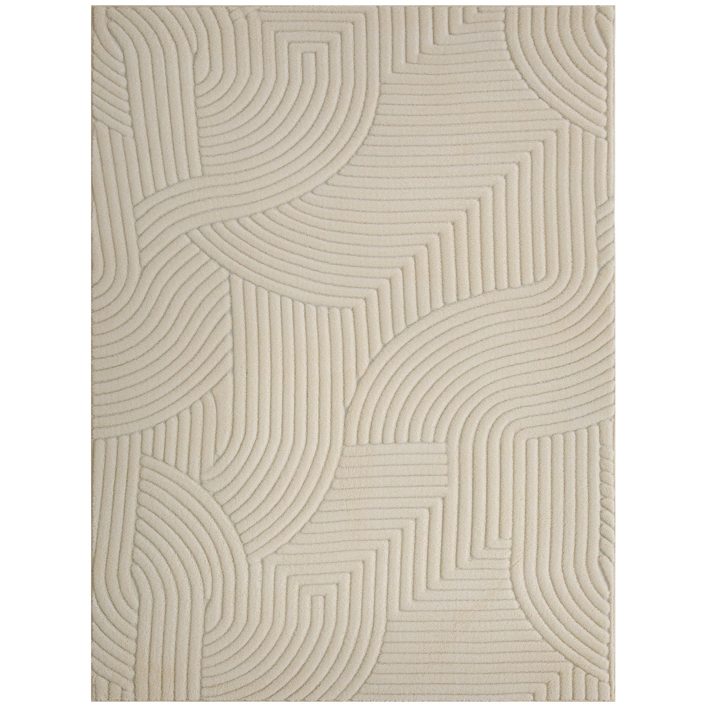 Photo of HOMCOM Modern Geometric Rug, Thick Plush, Non-Slip, 160 x 120 cm – Cream, Living Room/Bedroom/Office in Room/Bedroom/Office colour on a white background
