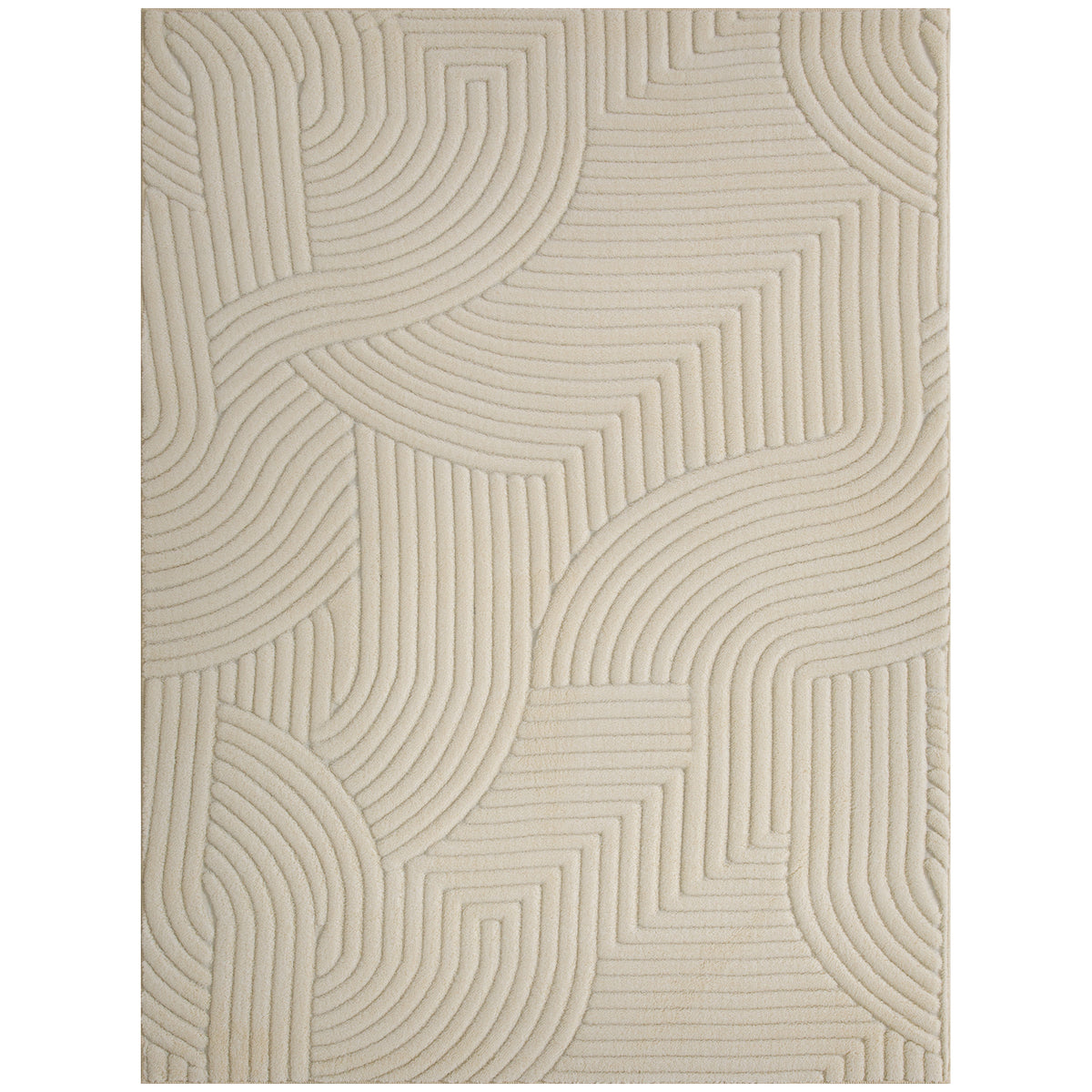 Photo of HOMCOM Modern Geometric Rug, Thick Plush, Non-Slip, 160 x 120 cm – Cream, Living Room/Bedroom/Office in Room/Bedroom/Office colour on a white background