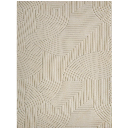 Photo of HOMCOM Modern Geometric Rug, Thick Plush, Non-Slip, 160 x 120 cm – Cream, Living Room/Bedroom/Office in Room/Bedroom/Office colour on a white background