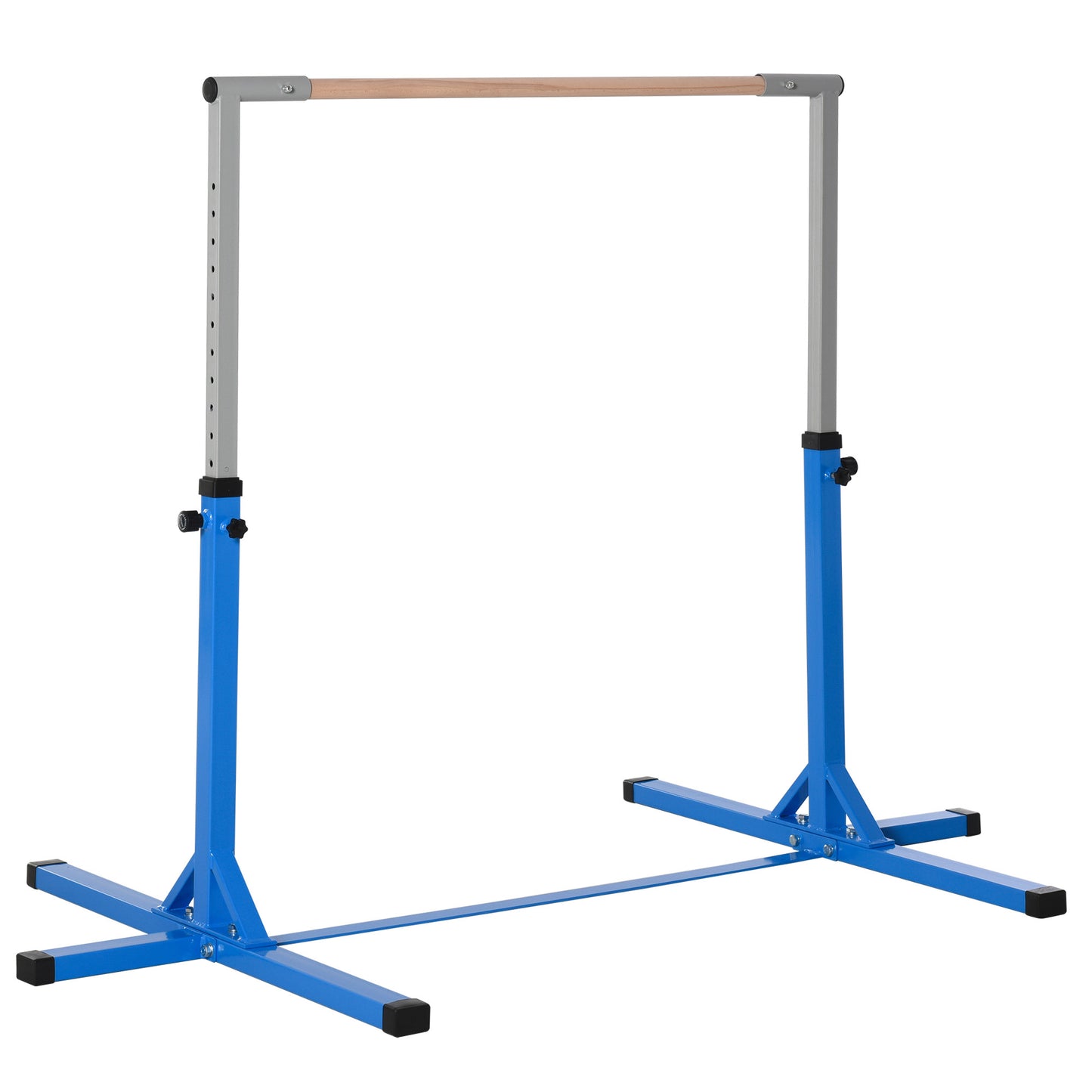 Photo of HOMCOM Height Adjustable Gymnastics Horizontal Bar for Kids, Children Junior Kip High Bar Fitness, Blue in Blue colour on a white background