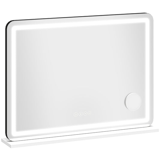 Photo of HOMCOM Vanity Mirror with Lights, Dimmable Makeup Mirror with Adjustable Colour Temperature, RGB Light, Bluetooth Speaker White in White colour on a white background