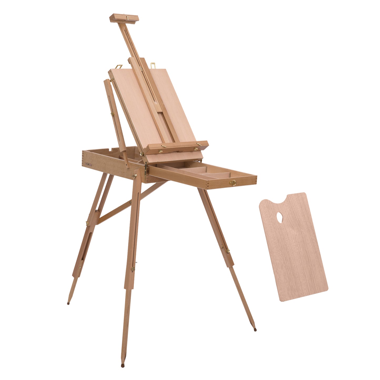 Photo of HOMCOM Wooden Art Easel Tripod Sketch Artist Painters Craft Portable Folding Drawing Board Lightweight - Natural Wood in Wood colour on a white background