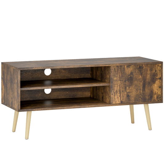 Photo of HOMCOM TV Stand up to 55 Inches, TV Unit with Open Shelves and Cable Holes - Brown in Brown colour on a white background