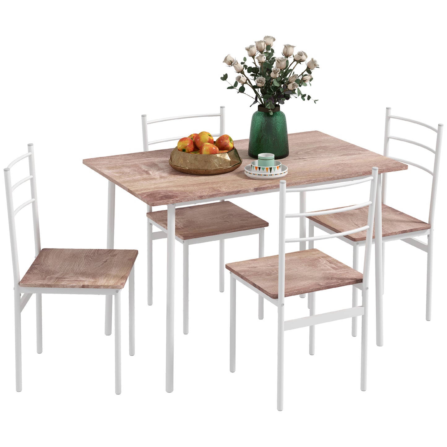 Photo of HOMCOM Five-Piece Compact Dining Table and Chairs Set - Brown/White in Brown/White colour on a white background