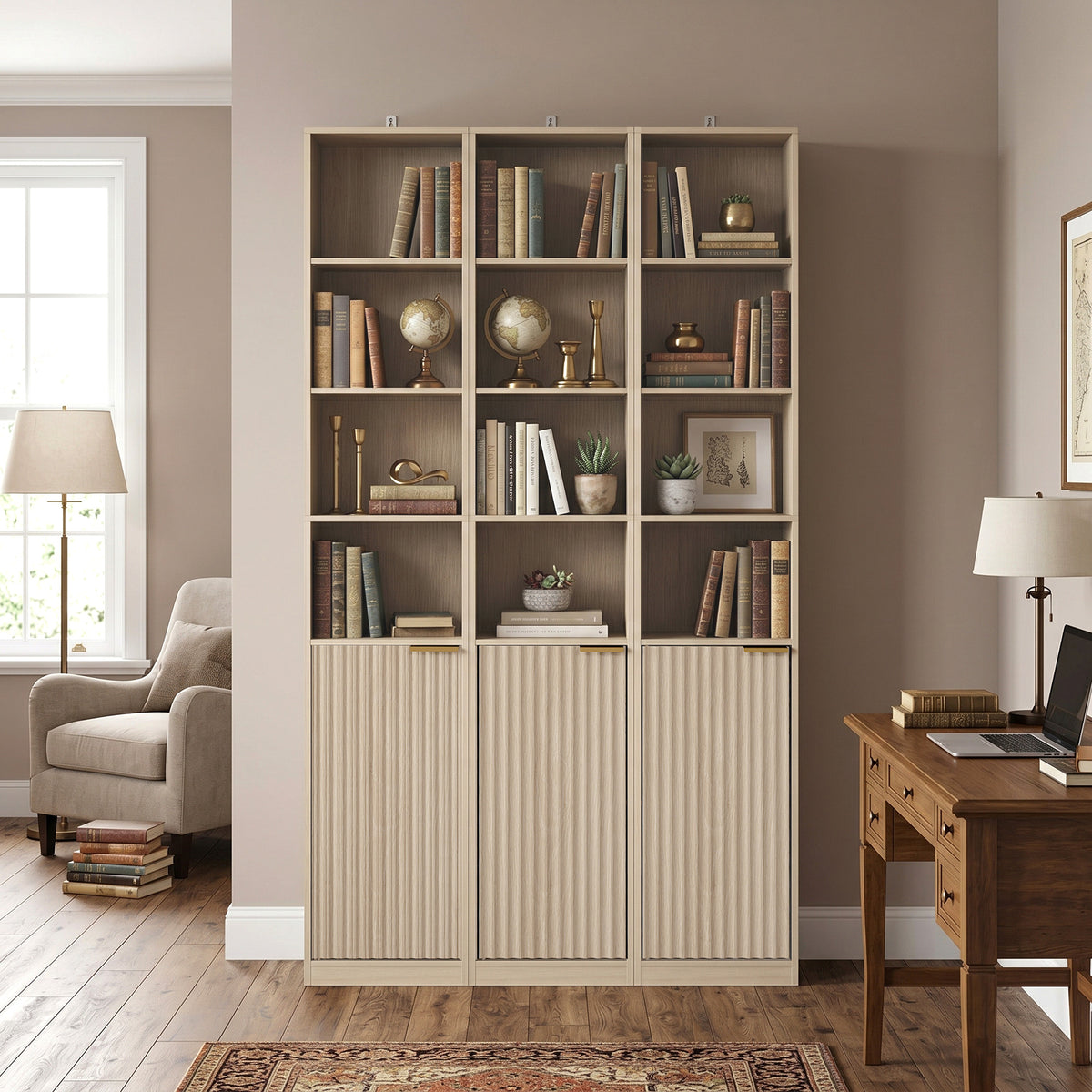 HOMCOM Bookcase Adjustable Shelf Bookshelf Anti-Tip Hardware 6-Tier Storage Cabinet Oak Wood Effect