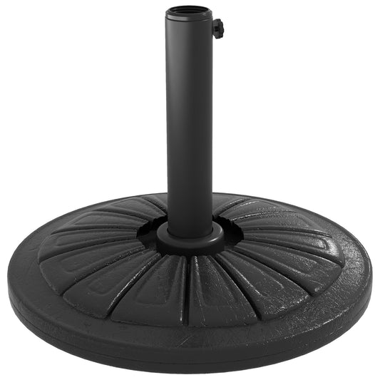 Photo of Outsunny Umbrella Base, Heavy Duty Concrete Base Holder with Steel Pole, Round Parasol Stand for Patio, Outdoor, Garden, Black in Black colour on a white background
