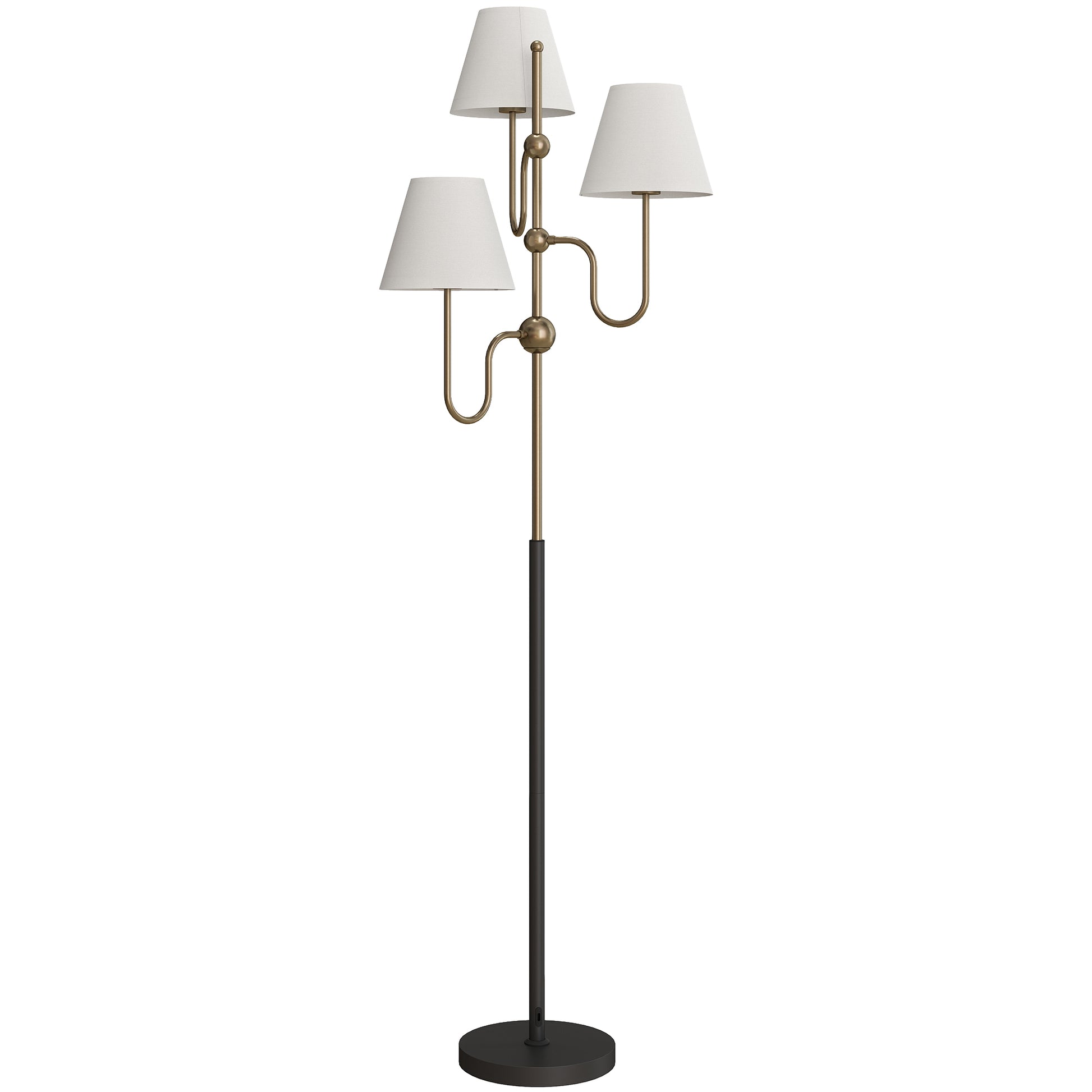 Photo of HOMCOM Floor Lamp, 165 cm Tall Standing Lamp with 3 Light and Foot Switch for Living Room, Bedroom, Bedside, Office, E27 Base Without Bulb (40W Max) in Max) colour on a white background