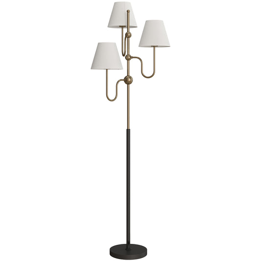 Photo of HOMCOM Floor Lamp, 165 cm Tall Standing Lamp with 3 Light and Foot Switch for Living Room, Bedroom, Bedside, Office, E27 Base Without Bulb (40W Max) in Max) colour on a white background