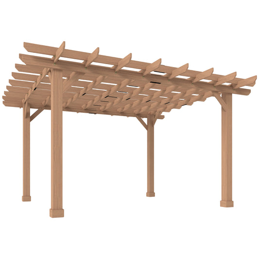 Photo of Outsunny Graden Pergola Kit, Wooden Pergola Gazebo Grape Trellis with Stable Structure, 3.6 x 3.6m, Dark Brown in Brown colour on a white background